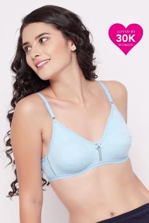 Full Coverage Bra in Powder Blue - Cotton Rich