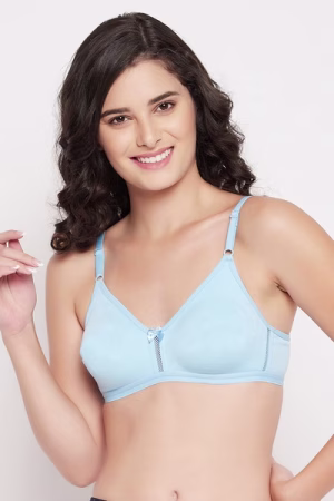 Full Coverage Bra in Powder Blue - Cotton Rich