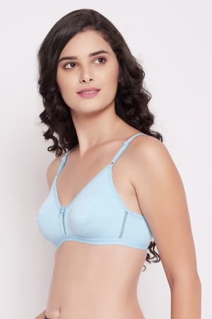 Full Coverage Bra in Powder Blue - Cotton Rich