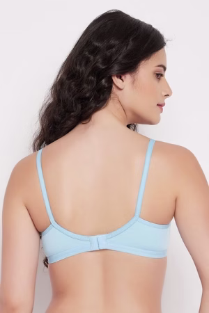 Full Coverage Bra in Powder Blue - Cotton Rich
