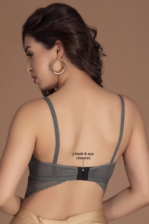 Full Coverage Longline Bridal Bralette in Olive Green - Lace
