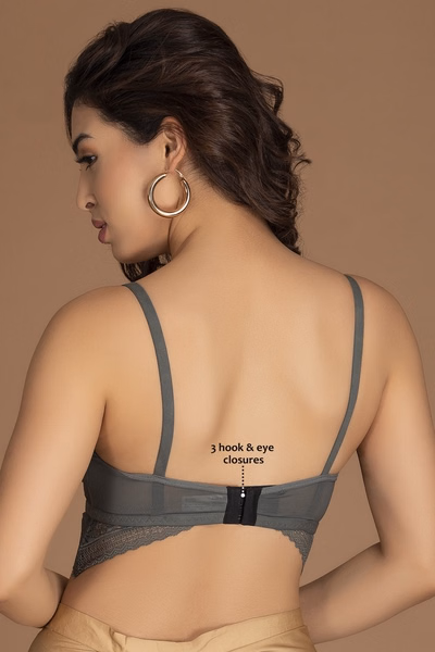 Full Coverage Longline Bridal Bralette in Olive Green - Lace