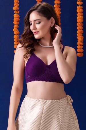 Full Coverage Spacer Cup T-shirt Bra in Plum - Cotton Rich