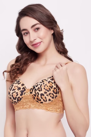 Full Cup Animal Print Multiway T-shirt Bra in Nude Colour - Lace