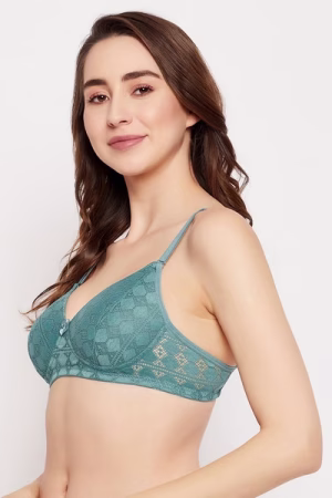 Full Cup Self-Patterned Multiway Bra in Turquoise - Lace