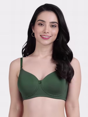 Hunter Green Solid Cotton Everyday Padded Bra