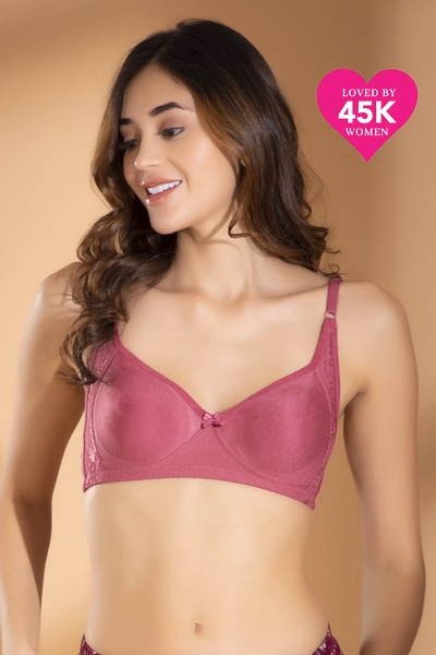 Non-Padded Full Coverage T-shirt Bra in Mulberry Pink - Cotton