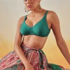 Non-Padded Non-Wired Full Coverage Bra with Double Layered Cups In Green - Cotton Rich