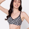 Non-Padded Non-Wired Full Cup Aztec Print Bra in Black