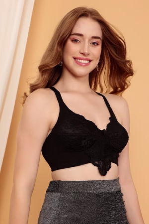 Non-Padded Non-Wired Full Figure Bra in Black