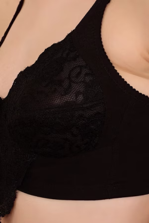 Non-Padded Non-Wired Full Figure Bra in Black