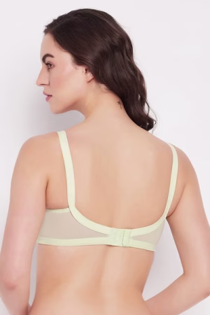 Non-Padded Non-Wired Full Figure Printed Bra in Sage Green