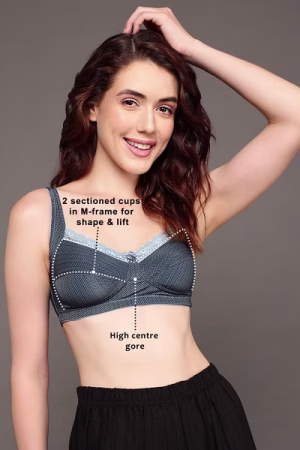 Non-Padded Non-Wired Full Figure Printed M-Frame Bra