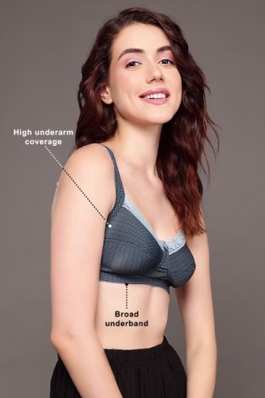 Non-Padded Non-Wired Full Figure Printed M-Frame Bra