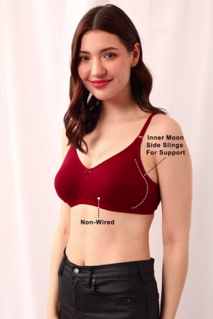Non-Padded Non-Wired Full Figure T-shirt Bra in Maroon