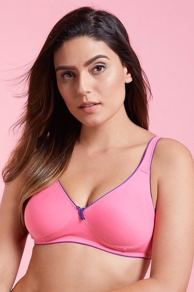 Non-Padded Non-Wired T-shirt Bra In Pink - Cotton Rich