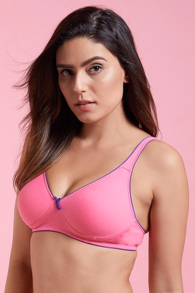 Non-Padded Non-Wired T-shirt Bra In Pink - Cotton Rich