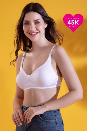 Non-Wired Full Coverage T-shirt Bra in White - Cotton Rich