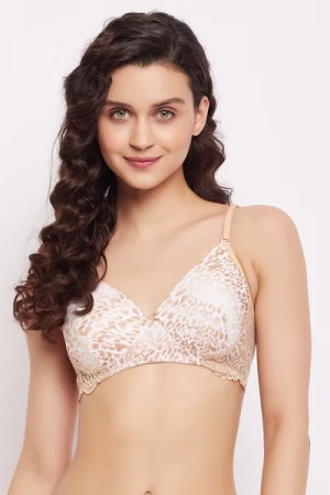 Non-Wired Full Cup Animal Print Multiway T-shirt Bra in White
