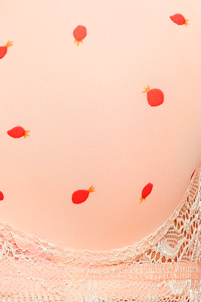 Non-Wired Full Cup Fruit Print Multiway T-shirt Bra in Baby Pink
