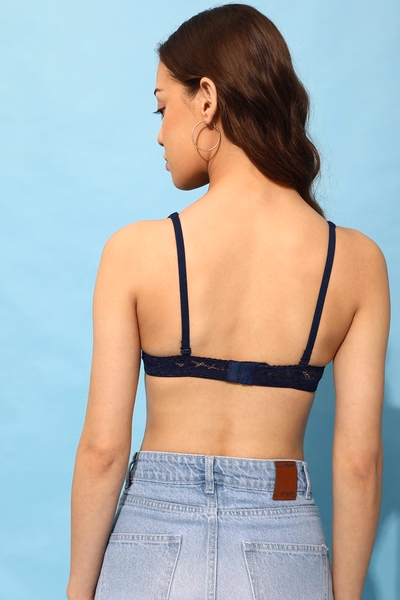 Non-Wired Full Cup Multiway Bra in Navy - Lace