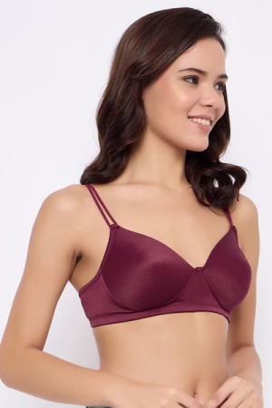 Padded Non-Wired Full Cup T-shirt Bra in Maroon