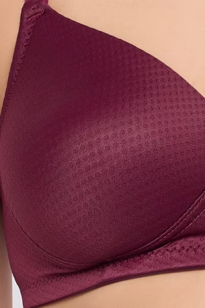 Padded Non-Wired Full Cup T-shirt Bra in Maroon