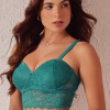 Padded Underwired Full Coverage Multiway Longline Bralette in Teal Blue - Lace
