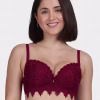 Red Fully Lace Decorative Push Up Bra