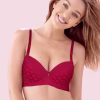 Red Lace Cut Work Padded Wired Bra