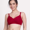 Red Solid Cotton Double Padded Everyday Bra