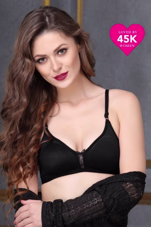 Smoothie Non-Padded Full Coverage T-shirt Bra in Black - Cotton