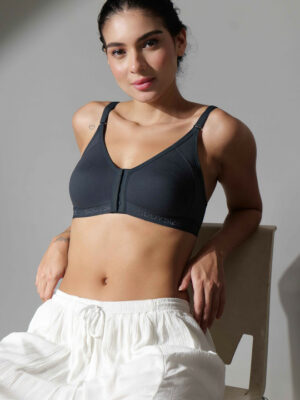 Women Front Open Non Padded Full Coverage Seamless Twin Hook Cotton Bra
