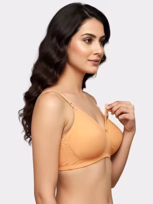 Almond Buff Easy Access Shoulder Clasp Nursing Bra