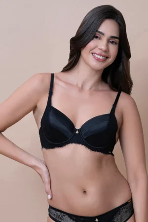 Amore Padded Wired Demi Bra - Black