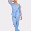 Blue Short Robe And Pant Nightwear Set