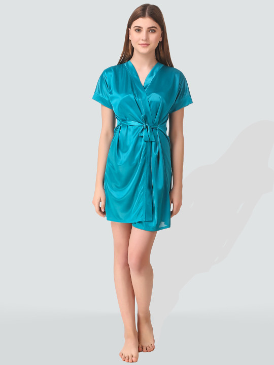 Blue Silk Baby Doll Bridal Nighty