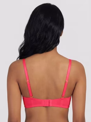 Bright Pink Overlay Lace Padded Wired Ultimate Push Up Bra