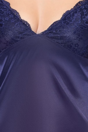 A special occassion calls for this sultry navy babydoll It is crafted from premium satin fabric for a luxuriously soft feel Featuring lacy cups and a plunging neckline, it has delicate noodle straps It features a backless design with a lace panel and tie-up detail on the back Soft, seductive, and effortlessly stylish—this babydoll is perfect to ignite some spark
