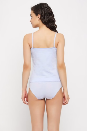 Chic Basic Camisole & Low Waist Bikini Panty with Inner Elastic in Baby Blue - Cotton
