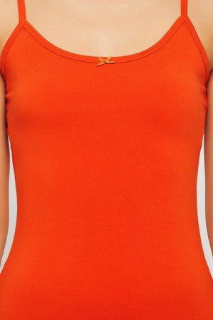 Chic Basic Camisole & Low Waist Bikini Panty with Inner Elastic in Orange - Cotton