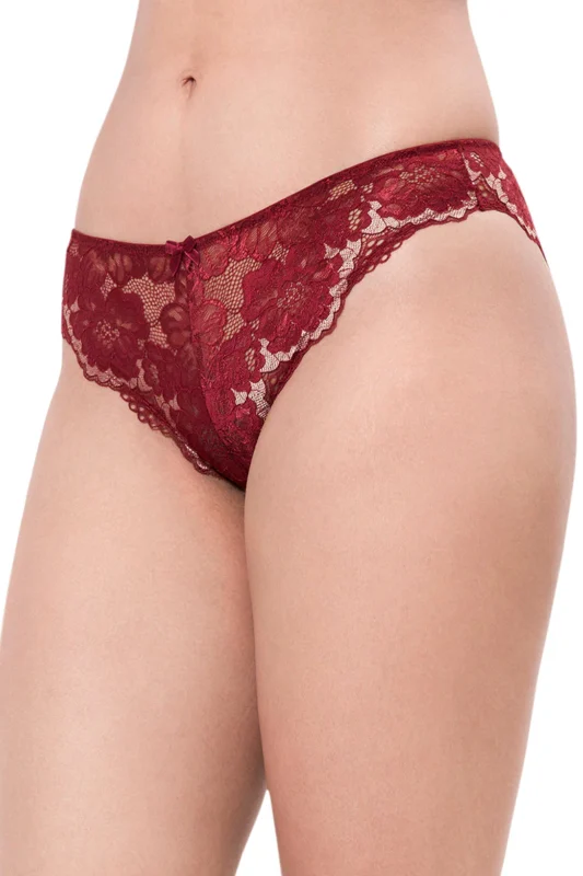 Eternal Bliss Low Rise Brazillian Lace Panty - Red