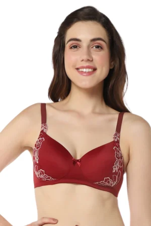 Floral Chic Padded Non-Wired Bra - Rose