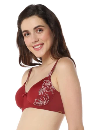 Floral Chic Padded Non-Wired Bra - Rose