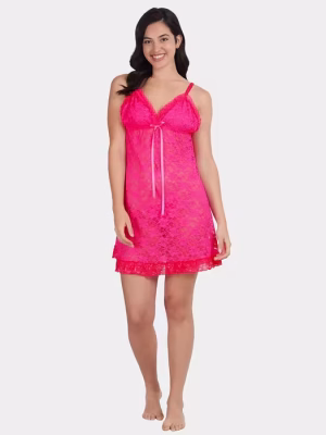 Fluorescent Pink Full Lace Babydoll