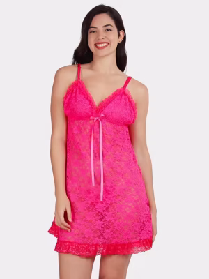 Fluorescent Pink Full Lace Babydoll