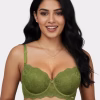 Green Overlay Lace Padded Wired Ultimate Push Up Bra