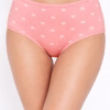 High Waist Heart Print Hipster Panty in Baby Pink - Cotton