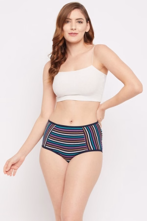 High Waist Striped Hipster Panty in Multicolour - Cotton