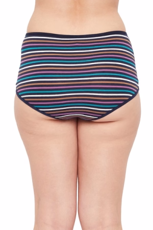 High Waist Striped Hipster Panty in Multicolour - Cotton